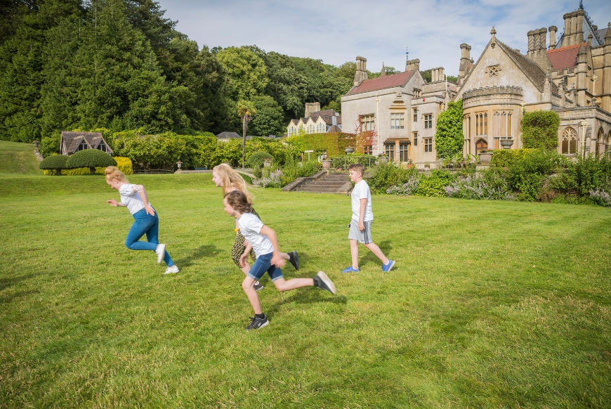 Visitors in the garden at Tyntesfield, Somerset